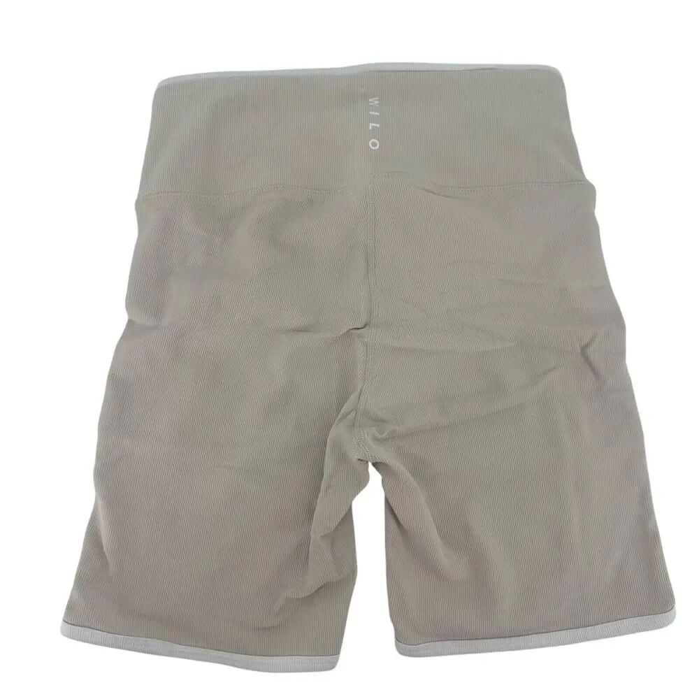 Wilo The Label Ribbed Shorts Nude Beige High Rise Bike Yoga Fitted Womens Size M